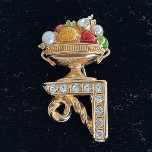 Vintage Swarovski Gold-plated Fruit Motif Brooch